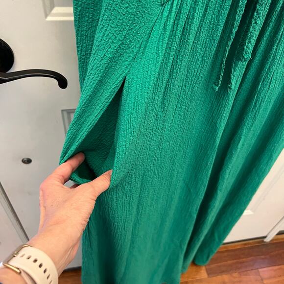 Green Maxi Dress Size 1X XL Nina Leonard Collared V-Neck Wedding Guest Summer - Picture 7 of 9